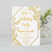 Glam Berries | Lijst 90e verjaardag verlaten Folie Uitnodiging (Staand Voorkant)