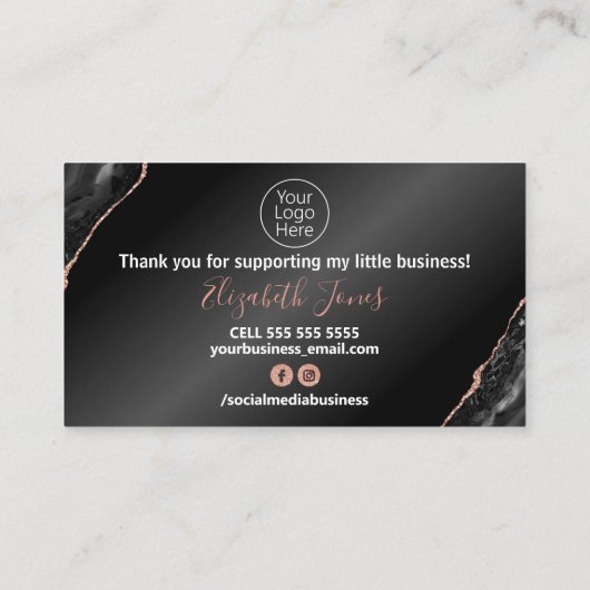 Glam Black Agate Hartelijk dank voor uw aankoop Visitekaartje (Achterkant)
