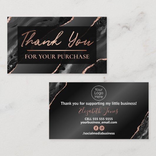 Glam Black Agate Hartelijk dank voor uw aankoop Visitekaartje (Voorkant / Achterkant)