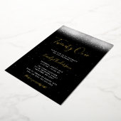 Glam Black and White 21st Birthday Gold Folie Uitnodiging (Gedraaid)