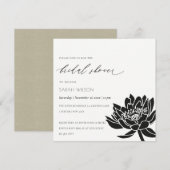 Glam Black and White Lotus Floral Bridal Shower Kaart (Voorkant / Achterkant)