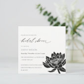 Glam Black and White Lotus Floral Bridal Shower Kaart (Staand voorkant)