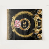 Glam Black Balloons Banner met Roze Hoge Hakken Wandkleed (Voorkant (horizontaal))