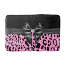 Glam Black Bow Diamond Roze Glitter Luipaard