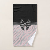 Glam Black Bow Diamond Roze Zilver Zebra Print Bad Handdoek (Handdoek)
