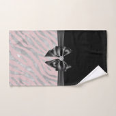 Glam Black Bow Diamond Roze Zilver Zebra Print Bad Handdoek (Handdoek)