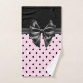 Glam Black Bow-Soft Roze Zwart Polka Dots Bad Handdoek (Handdoek)