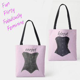  Glam Black Corsets Fun Flirty Pink Tote Bag