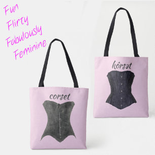 Glam Black Corsets Fun Flirty Pink Tote Bag