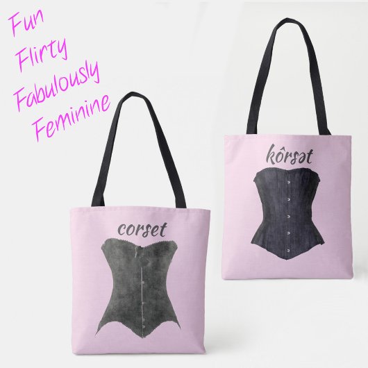  Glam Black Corsets Fun Flirty Pink Tote Bag