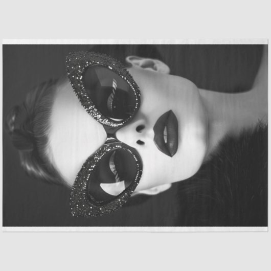 Glam Black & Crystal Cat-Eye Decoupage Tissuepapier (Voorkant)