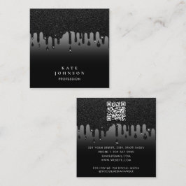 Glam Black Dripping Glitter QR-code Sociale media Vierkante Visitekaartje