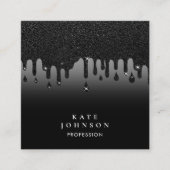 Glam Black Dripping Glitter QR-code Sociale media Vierkante Visitekaartje (Voorkant)