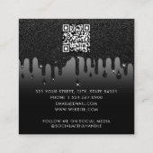 Glam Black Dripping Glitter QR-code Sociale media Vierkante Visitekaartje (Achterkant)