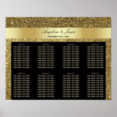 Glam Black en Gold Glitter Wedding Seating Chart Poster (Voorkant)