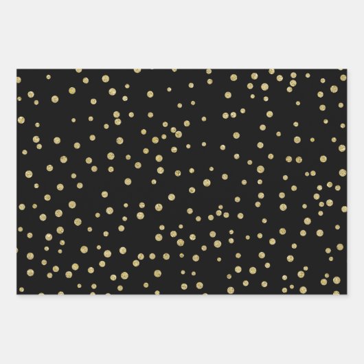 Glam Black en Gold Kerstfeestdag - Pit Pattern Inpakpapier Vel (Voorkant 3)