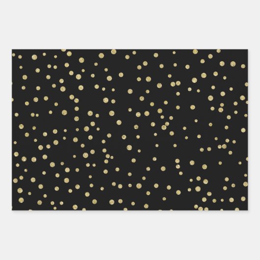 Glam Black en Gold Kerstfeestdag - Pit Pattern Inpakpapier Vel (Voorkant 2)