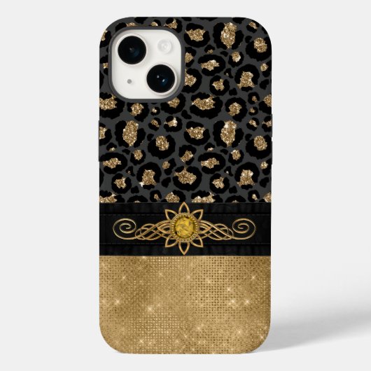 Glam Black en Gold Leopard Print Case-Mate iPhone Case (Achterkant)