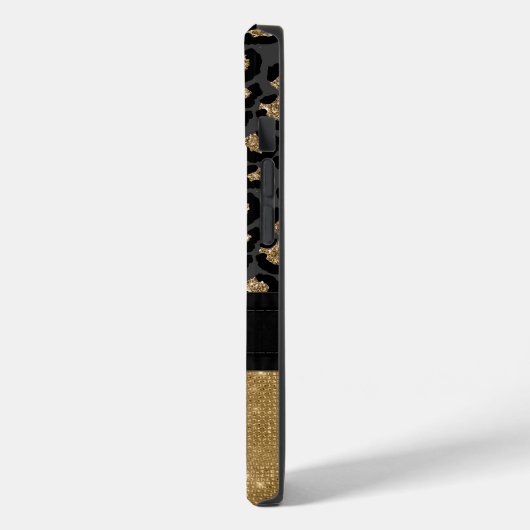 Glam Black en Gold Leopard Print Case-Mate iPhone Case (Achterkant / Links)