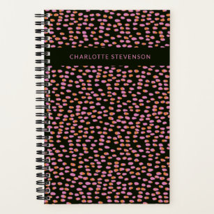 Glam Black en Pink Stippen Persoonlijke naam Notitieboek