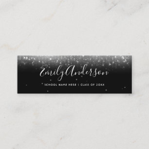 Glam Black en White Afstuderen Name Insert Card Mini Visitekaartje