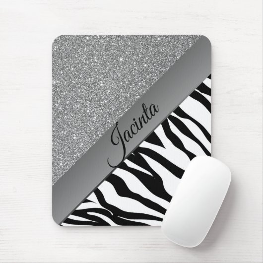 Glam Black en White Zebra Muismat (Met muis)