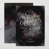 Glam Black faux Gold glitter calligraphy bruiloft Kaart (Voorkant / Achterkant)