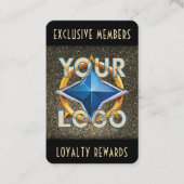 Glam Black & Faux Gold Glitter Rewards Punch Kaart Klantenkaartje (Voorkant)