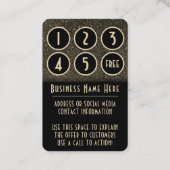 Glam Black & Faux Gold Glitter Rewards Punch Kaart Klantenkaartje (Achterkant)