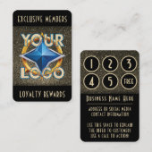 Glam Black & Faux Gold Glitter Rewards Punch Kaart Klantenkaartje (Voorkant / Achterkant)