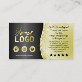 Glam Black Gold Agate Bedankt voor je aankoop Invo Visitekaartje (Achterkant)
