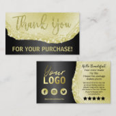 Glam Black Gold Agate Bedankt voor je aankoop Invo Visitekaartje (Voorkant / Achterkant)