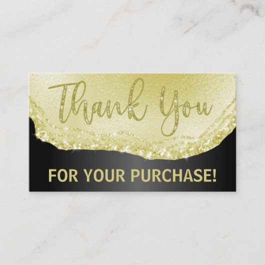 Glam Black Gold Agate Bedankt voor je aankoop Invo Visitekaartje (Voorkant)