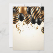 Glam Black Gold Balloons New Year's Eve Party Kaart (Achterkant)