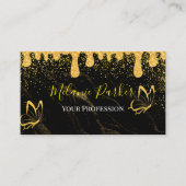 Glam Black Gold drip Glitter Visitekaartje (Voorkant)