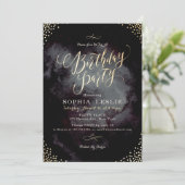 Glam Black Gold glitter calligraphy verjaarfeestje Kaart (Staand voorkant)
