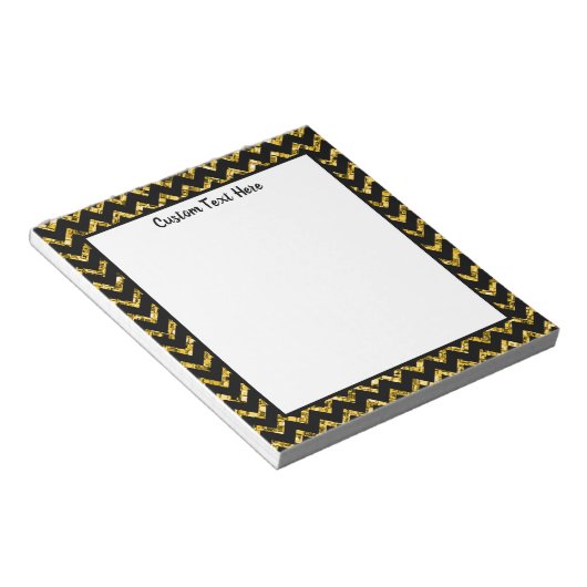 Glam Black Gold Glitter Chevron Stripe Pattern Notitieblok (Schuin)