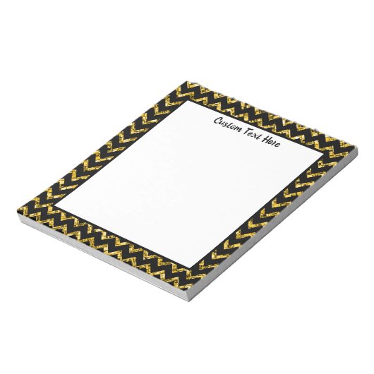 Glam Black Gold Glitter Chevron Stripe Pattern Notitieblok (Linkerzijde)