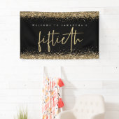 Glam Black Gold Glitter Name Welkom 50e Spandoek (Insitu)