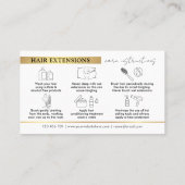 Glam Black Gold Hair Extensions Verzorgingsinstruc Visitekaartje (Achterkant)