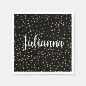 Glam Black Gold Holiday Dot Pattern Persoonlijk Servet (Voorkant)