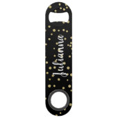 Glam Black Gold Holiday Dot Pattern Persoonlijk Speed Flessenopener (Voorkant)