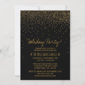  Glam Black & Gold Holiday Party Kaart (Voorkant)