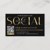 Glam Black & Gold Let's Get Social Media QR Code Visitekaartje (Voorkant)