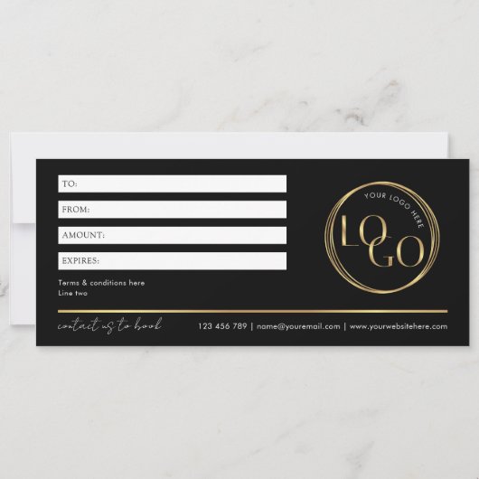 Glam Black & Gold Logo Spa Salon Cadeaubon (Achterkant)