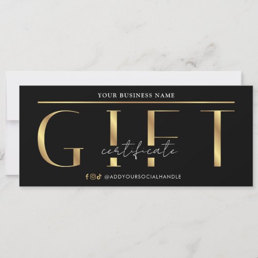 Glam Black & Gold Logo Spa Salon Cadeaubon (Voorkant)