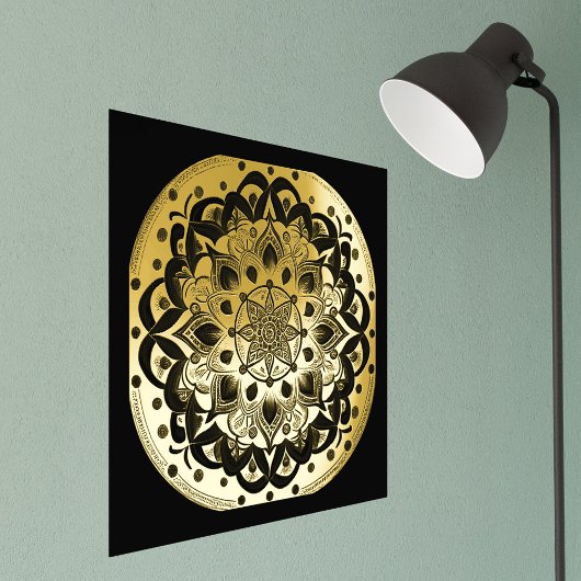 Glam Black Gold Mandala Illustratie Folie Afdrukken