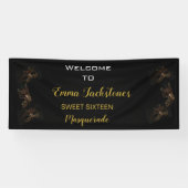 Glam Black & Gold Masquerade Verjaardag Welkom Spandoek (Horizontaal)
