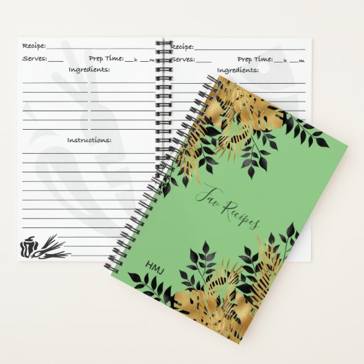 Glam Black & Gold Tropical Leaves Recipe Notitieboek (Binnen)