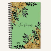 Glam Black & Gold Tropical Leaves Recipe Notitieboek (Voorkant)